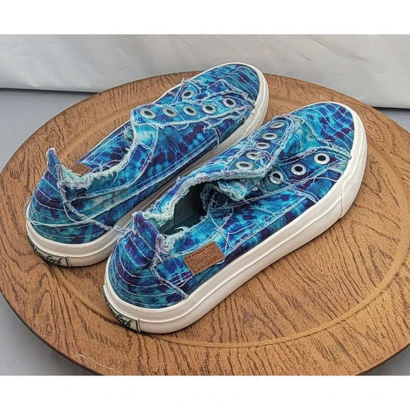 Blowfish Malibu Play Turquoise Tie Dye Denim Slip-On Shoes Women's 6.5 ZS-0061 - Picture 4 of 13